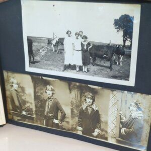 Vintage 1927 Snapshot Photo Album Black Pages ~ 60 Original B&W Family Photos